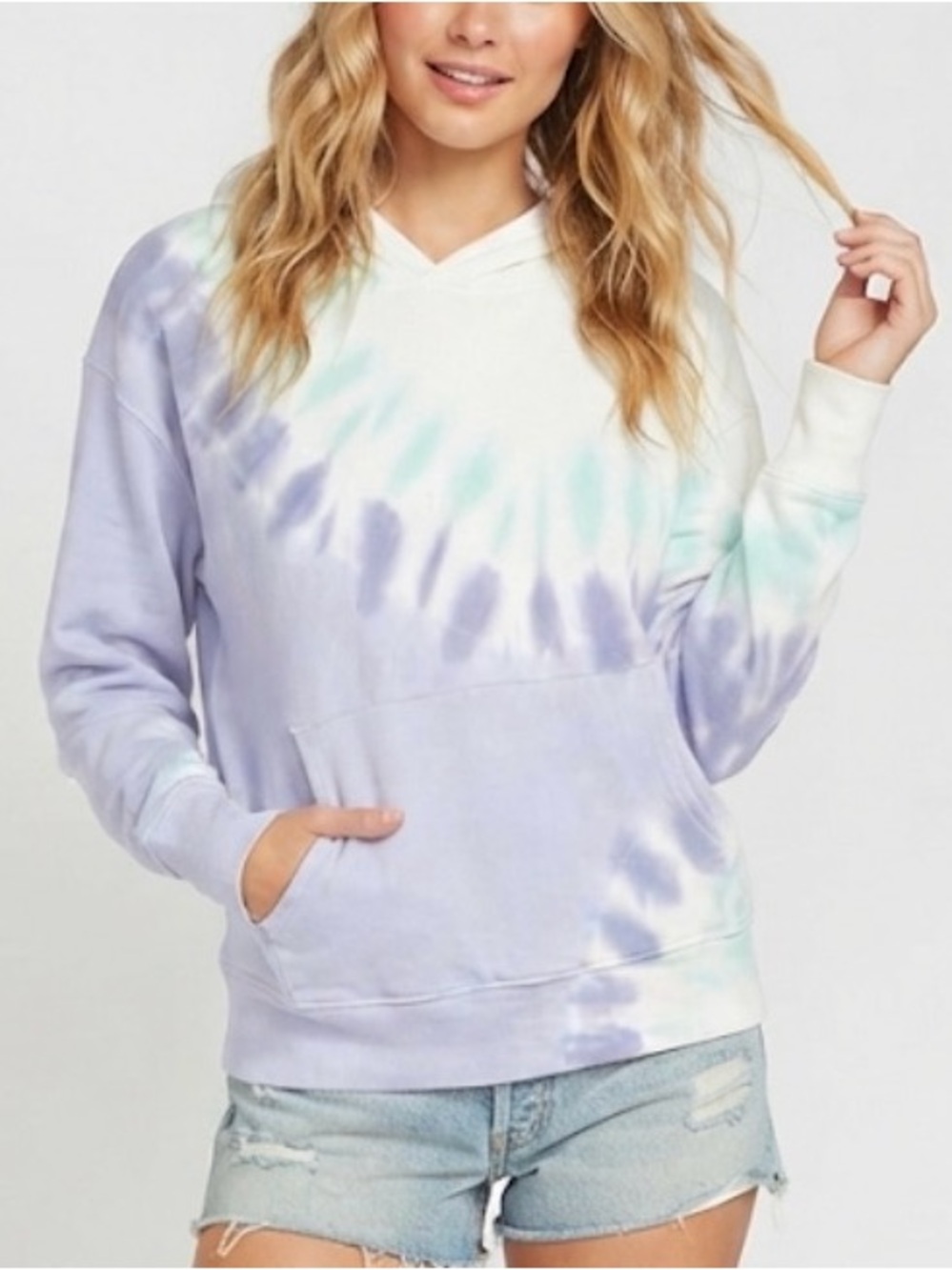 Wildfox Tie-Dye Hoodie Purple White Cotton Blend Size Large